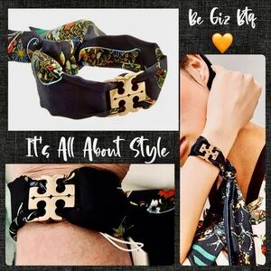 Tory Burch Authentic Kira Scarf Wrap Bracelet Color Brass / Sacred Floral